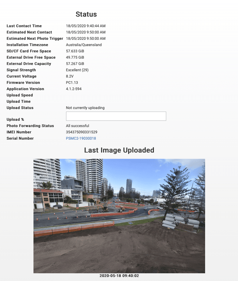 Construction Time Lapse Dashboard Admin Area